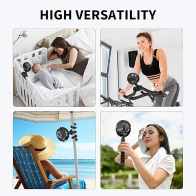 AMACOOL Battery Operated Stroller Fan Flexible Tripod Clip On Fan with 3 Speeds and Rotatable Handheld Personal Fans for Car Seat Crib Bike Treadmill (Black) - Image 6