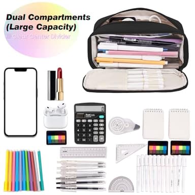 JAESITETER Big Capacity Pencil Case Aesthetic Pencil Case Office College School Large Storage High Capacity Pencile Pounch for Teen Girl Boy Men Women Design Large Pen Bag - Image 3