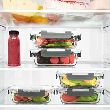M MCIRCO 10-Pack,22 Oz Glass Meal Prep Containers,Glass Food Storage Containers with lids,Lunch Containers,Microwave, Oven, Freezer and Dishwasher (Gray) - Image 6