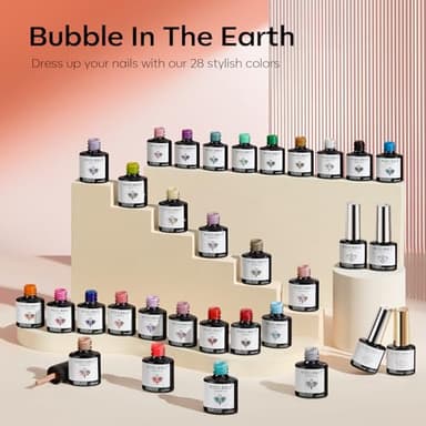 modelones 32 PCS Gel Nail Polish Set, 28 Colors Gel Polish with No Wipe Base Coat, Glitter & Glossy & Matte Top Coat Black Brown Red Purple Soak Off LED Nail Art Kit Salon at Home - Image 8