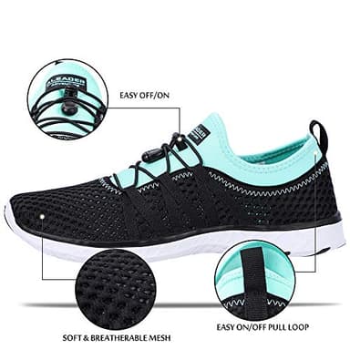 ALEADER Womens Aqua Water Shoes, Summer Tennis Walking Sneakers Black/Cyan/Blue 7.5 B(M) US - Image 2