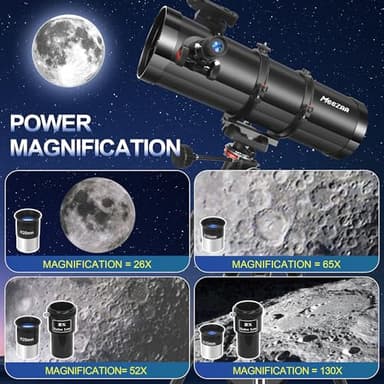 MEEZAA Telescope, 150EQ Reflector Telescope for Adults Astronomy Beginners, Manual Equatorial Professional Telescopes Astronomy with 2X Barlow Lens, Phone Adapter, Adjustable Tripod and Moon Filter - Image 3