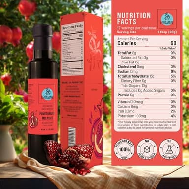 Levamare Pomegranate Molasses, 12 oz (Pack of 1) | No Added Sugar, No Additives | 100% Natural Pomegranate Concentrate from 100% Mediterranean Pomegranate Juice | Gourmet Food Pomegranate Syrup | Vegan, Gluten Free | Superfood - Image 2