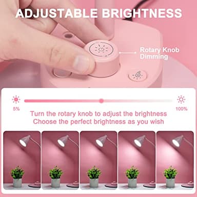 BOHON Cute Desk Lamp with USB Charging Port, Pink Lamp 3 Color Modes Dimmable LED Reading Lamp, Flexible Gooseneck Auto Dimming Table Task Light for Home Office Dorm Bedside, Pink - Image 3