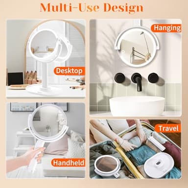 vpu Vanity Makeup Mirror with Lights, 10X/1X Double Sided Magnifying Light up Desk Mirror with Stand Cosmetic Organizer, 3 Color Brightness Adjustable 360° Rotation Detachable for Travel - Image 8