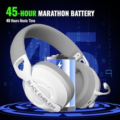 Black Emblem X2 Wireless Gaming Headset, 2.4GHz Gaming Headphones with Mic, Bluetooth 5.4, 50H Battery, Breathable Earcups, Lightweight Wireless Headset for PC/PS5/PS4/Switch - Image 6