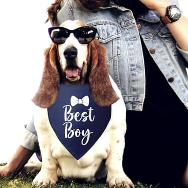 Best Boy Dog Bandanas Wedding Dog Bandana Pet Puppy Bandanas Boy Navy Dog Bandana Engagement Gift Funny Dog Bandana Wedding Photo Prop Pet Scarf Accessories for Pet Dog Lovers Gifts - Image 4