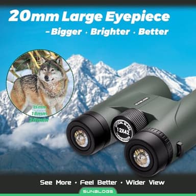 Binoculars for Adults High Powered, 12x42 HD Super Bright BAK4 Prism Waterproof Binoculars with Low Light Vision for Bird Watching Hiking Hunting Outdoor Travel Road Trip Stargazing Cruise (Green) - Image 3