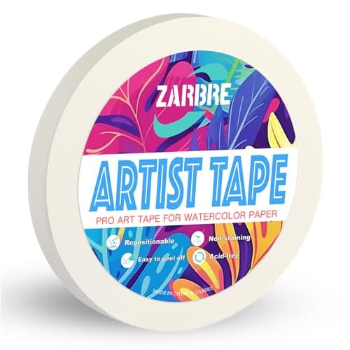 ZARBRE Artist Tape, White Art Tape for Watercolor Paper, Medium Tack Masking Drafting Tape for Painting Canvas Framing, Acid-Free, 0.5in x 164FT Long