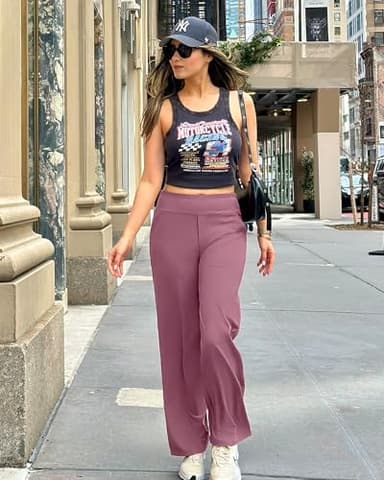 G4Free Women's Clothing Straight Leg Lounge Pants Business Office Trouser Pants Flare Leggings(Velvet Dust,XXL,29") - Image 5