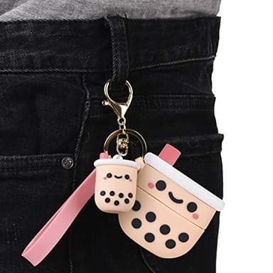 Cute Airpod Pro Case Cover with Keychain Girly Pink Boba Milk Tea Design Compatible with Airpods Pro Charging Case for Women and Girls - Image 7