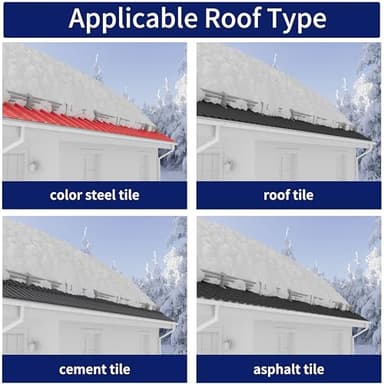 Lahoreeky Snow Guard Railing, 8ft Roof Snow Ice Guards for Metal Roofs and Wood Roofs, Stop Snow from Sliding Off Your Roof, Extendable, Gray - Image 5