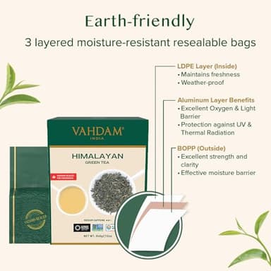 VAHDAM, Green Tea Leaves From Himalayas 170+ Cups (12oz) High Elevation Grown Green Tea Leaves From Himalayas | Pure Unblended Single Origin Green Loose Leaf Tea | Vacuum Sealed - Image 8