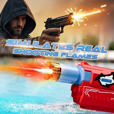 fygurso Electric Water Gun for Adults Kids, Automatic Squirt Gun with a Long Range of up to 26 Ft, LED Light Large Capacity IP7 Waterproof Fully Auto Water Gun(Red - Image 6