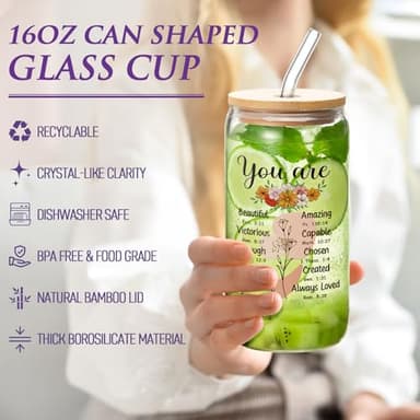 Christian Gifts for Women Faith, Inspirational Religious Gifts for Women, Catholic Spiritual Gift Set Birthday Christmas Gift for Womens Mom Sister Best Friends Wife Coworkers w/ 16Oz Can Glass - Image 7