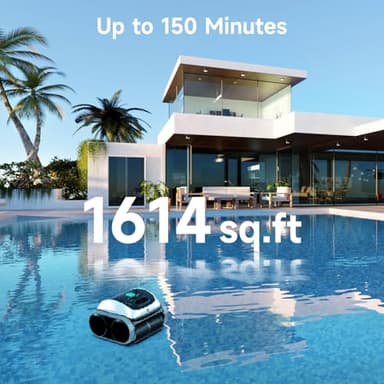 WYBOT C1 Robotic Pool Vacuum for Inground Pools, 150min Runtime Cordless Pool Cleaner up to 1,614Sq.ft, Wall & Waterline Cleaning, 4-in-1 Smart Navigation, App Support - Image 5