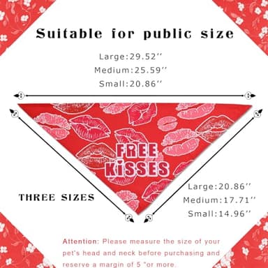 MIANOOMAG Holiday Dog Bandanas 2 Pack, Triangle Reversible Valentine Pet Scarf for Boys and Girls, Love kiss Print, Bandana for Medium and Large Dogs (Small) - Image 4