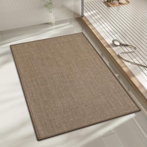 chakme Bathroom Rugs Mat 24x17, Ultra Thin Non Slip Bath Mat Small Quick Dry Absorbent Bath Mat for Bathroom Floor, (Dark Beige, 24"x17") - Image 1