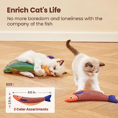 Potaroma Cat Toys Saury Fish, 3 Pack, Catnip Crinkle Sound, Soft and Durable, Interactive Kitten Kicker for Indoor Kitty Exercise 9.4 Inches for All Breeds - Image 2