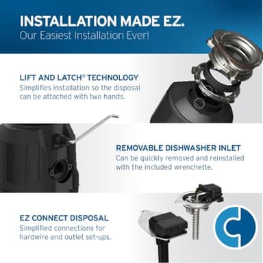 InSinkErator Power 1HP, 1 HP Garbage Disposal, Power Series EZ Connect Continuous Feed Food Waste Disposer, Black - Image 8