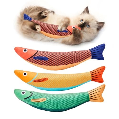 Potaroma Cat Toys Saury Fish, 3 Pack, Catnip Crinkle Sound, Soft and Durable, Interactive Kitten Kicker for Indoor Kitty Exercise 9.4 Inches for All Breeds - Image 1
