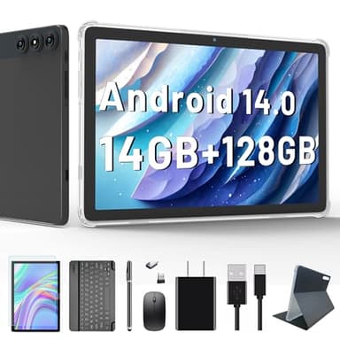 Android 14 Tablet, 2025 Latest Tablet 10 inch 128GB Storage 1TB Expandable 14GB RAM, 4G Sim Slot Tablets with keyboard Support 5G WiFi Bluetooth 5.0 GPS, 7000 mAh, Octa-Core Processor, FHD IPS Display - Image 1