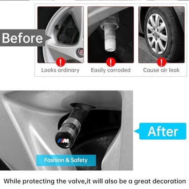 SDSHSM Tire Valve Stem Cap Cover for BMW M Accessories Belt O-Ring Seal Corrosion Resistant Tire Valve Stem Air Cap 4 Pack Black - Image 4