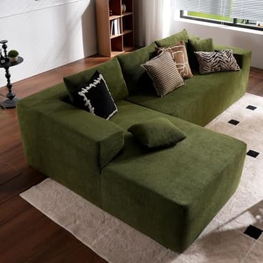 ovios 104" Cloud Sectional Couch with L-Shape Chaise,Modern Modular Sofa with Deep Seat, Upholstered Couches for Living Room Bedroom,No Assembly Required, Green (Cloud Velvet) - Image 7