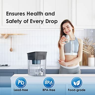 Waterdrop Slim Alkaline Water Filter Dispenser, Large 35-Cup, Up to PH 9.5, Healthy, Clean & Toxin-Free Mineralized Alkaline Water, 100-Gallon, BPA Free, Black (1 Filter Included) - Image 7