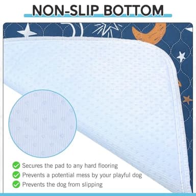 ESGPET Washable Pee Pads for Dogs - 34”x36” 6PCS, Whelping Pad for Puppy Training, Playpen Crate Bed Floor Protector, Reusable Dog Potty Pads Non-Slip, Super Absorbent & Odor Controlling, Moon&Star - Image 3