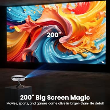Mini Projector, NICPOW Portable Outdoor Movie Projector with Tripod, 1080P and 200" Supported Small Projector Compatible with TV Stick, Phone, PS5, HDMI, USB for Home, Bedroom, Gaming, Outdoor Use - Image 3