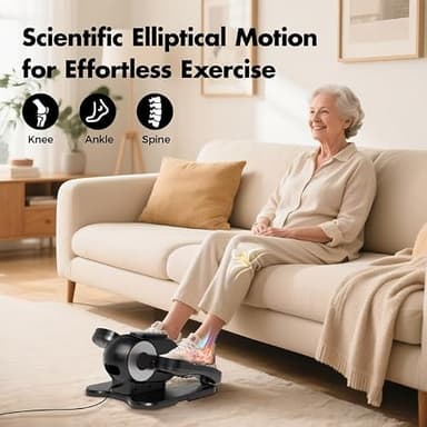 Under Desk Elliptical Machine, Leg Exerciser as Seen on TV While Sitting for Senior with Remote Control, Portable & Quiet Pedal Exerciser with 12 Adjustable Speed, Black - Image 3