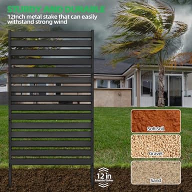 60" H x 38" W Air Conditioner Fence Screen Trash Can Privacy Fence Panels for Outside Unit, Pool Eequipment Enclosure, No Dig Backyard Fencing (Black) - Image 3