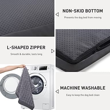 Dog Crate Bed Waterproof Dog Bed for Medium Pets Rose Velvet Soft Fluffy Washable with Removable Cover & Anti-Slip Bottom, 29 x 18 Inch, Gray - Image 5