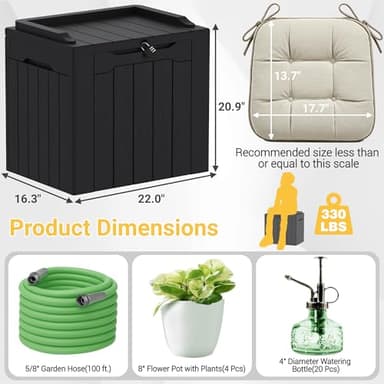Greesum 31 Gallon Resin Deck Box Large Outdoor Storage for Patio Furniture, Garden Tools, Pool Supplies, Weatherproof and UV Resistant, Lockable, Dark Black - Image 7