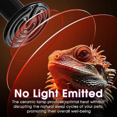 Ceramic Heat Emitter for Reptiles, 2 Pack 100W Heat Lamp Bulb, E26 Ceramic Reptile Heat Bulb Black, No Light Emitting Heat Lamp for Amphibian Pet, Heat Bulb for Bearded Dragon Turtle Snake Lizard - Image 2