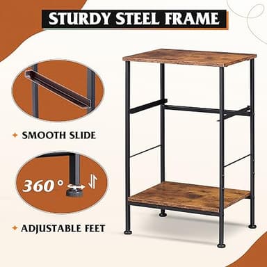 WLIVE Nightstand, Bedside Side Table for Bedroom, Dorm with Steel Frame, Night Stand End Table with Fabric Storage Drawer, Easy Assembly, Rustic Brown Wood Grain Print, 11.73''D 15.67''W 25.03" H - Image 5