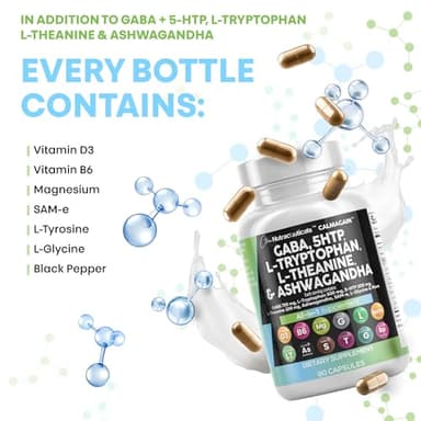 Clean Nutraceuticals GABA 750mg 5 HTP 200mg L Tryptophan 500mg L Theanine 200mg Ashwagandha SAM-e L-Glycine - Mood Support Vitamins for Women and Men with L-Tyrosine 5-HTP (5-Hydroxytryptophan) - Image 7