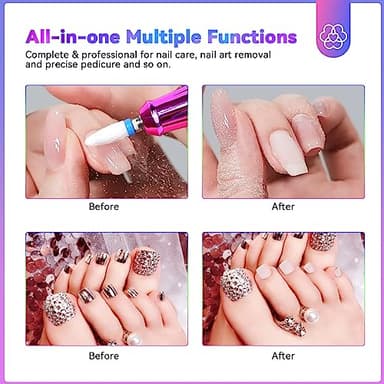 SAVILAND Portable Electric Nail Drill - PRO 35000RPM Electric Nail File Nail Drills for Acrylic Nails Professional with Drill Bits Manicure Pedicure Supplies Use Nail Art for Home DIY Salon Use - Image 7