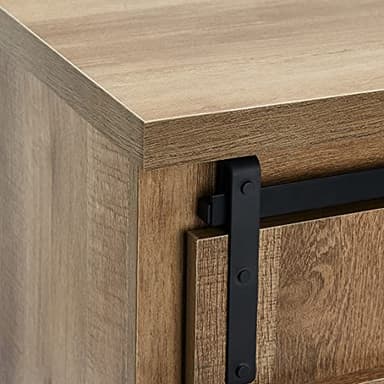 ROCKPOINT Sliding End Table with Slide Barn Door,Storage Sofa Table,Dark Oak - Image 6