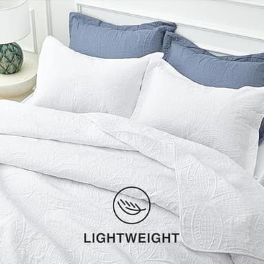 Love's cabin Quilts for Queen Bed White Bedspreads - Soft Bed Summer Quilt Lightweight Microfiber Bedspread- Modern Style Coin Pattern Coverlet for All Season - 3 Piece (1 Quilt, 2 Pillow Shams) - Image 6