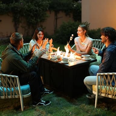 BALI OUTDOORS Fire Pit Table Propane Gas Firepit Rectangular Fire Table 42In 60,000 BTU for Outside Patio Backyard Deck Balcony - Image 2