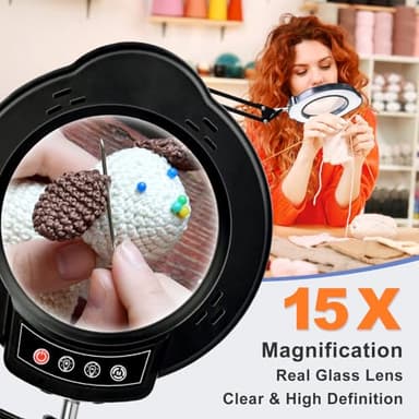 15X Magnifying Glass with Light and Clamp, Lighted Magnifying Glass Desk Lamp LED Magnifier Lamp with Light and Clamp 5 Color Mode 10 Brightness Dimmable Magnifier Lamp for Reading Close Work Craft - Image 2