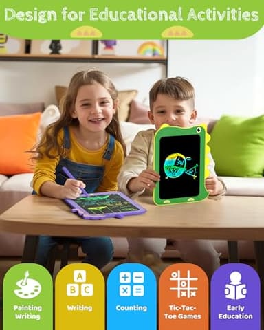 TEKFUN LCD Writing Tablet for Kids, Doodle Board Drawing Pad, Dinosaur Toys for Kids, Travel Toys for 3 4 5 6 Year Old Boys Girls, Easter Birthday Christmas Gifts (8.5in Green) - Image 6