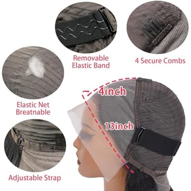 28 Inch Deep Wave Lace Front Wigs Human Hair 200% Density 13x4 HD Lace Front Wigs Human Hair Pre Plucked Deep Curly Wig for Women Natural Black - Image 5