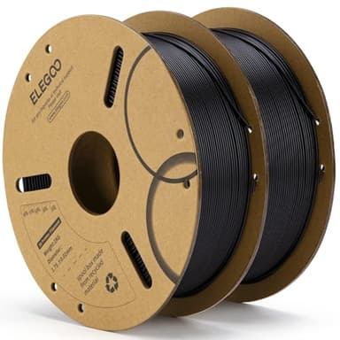 ELEGOO PLA Filament 1.75mm Black 2KG, 3D Printer Filament Dimensional Accuracy +/- 0.02mm, 2 Pack 1kg Cardboard Spool(2.2lbs) 3D Printing Filament Fits for Most FDM 3D Printers - Image 1