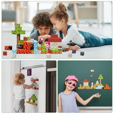 Magnetic Blocks 126PCS - 1 inch Magnetic Building Blocks Cubes Kid STEM Sensory Toy for 3+ Year Old Boys & Girls Game Themed Gifts - Image 6