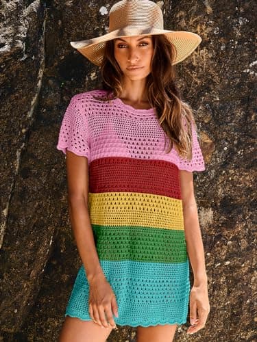 ANRABESS Swimsuit Cover Up for Women 2025 Crochet Bathing Suit Swimwear Mesh Knit Beach Dress Summer Vacation Outfit Clothes X-Large - Image 8