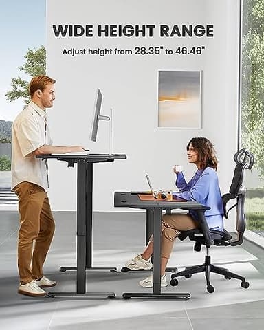 ErGear Height Adjustable Electric Standing Desk, 55 x 28 Inches Sit Stand up Desk, Large Memory Computer Home Office Desk with Two-Piece Desktop (Black) - Image 5