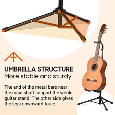 CAHAYA Universal Floor Guitar Stand - Folding Stands with Neck Holder for Acoustic, Electric, Classical & Bass Guitars - 2Pack CY0287 - Image 3